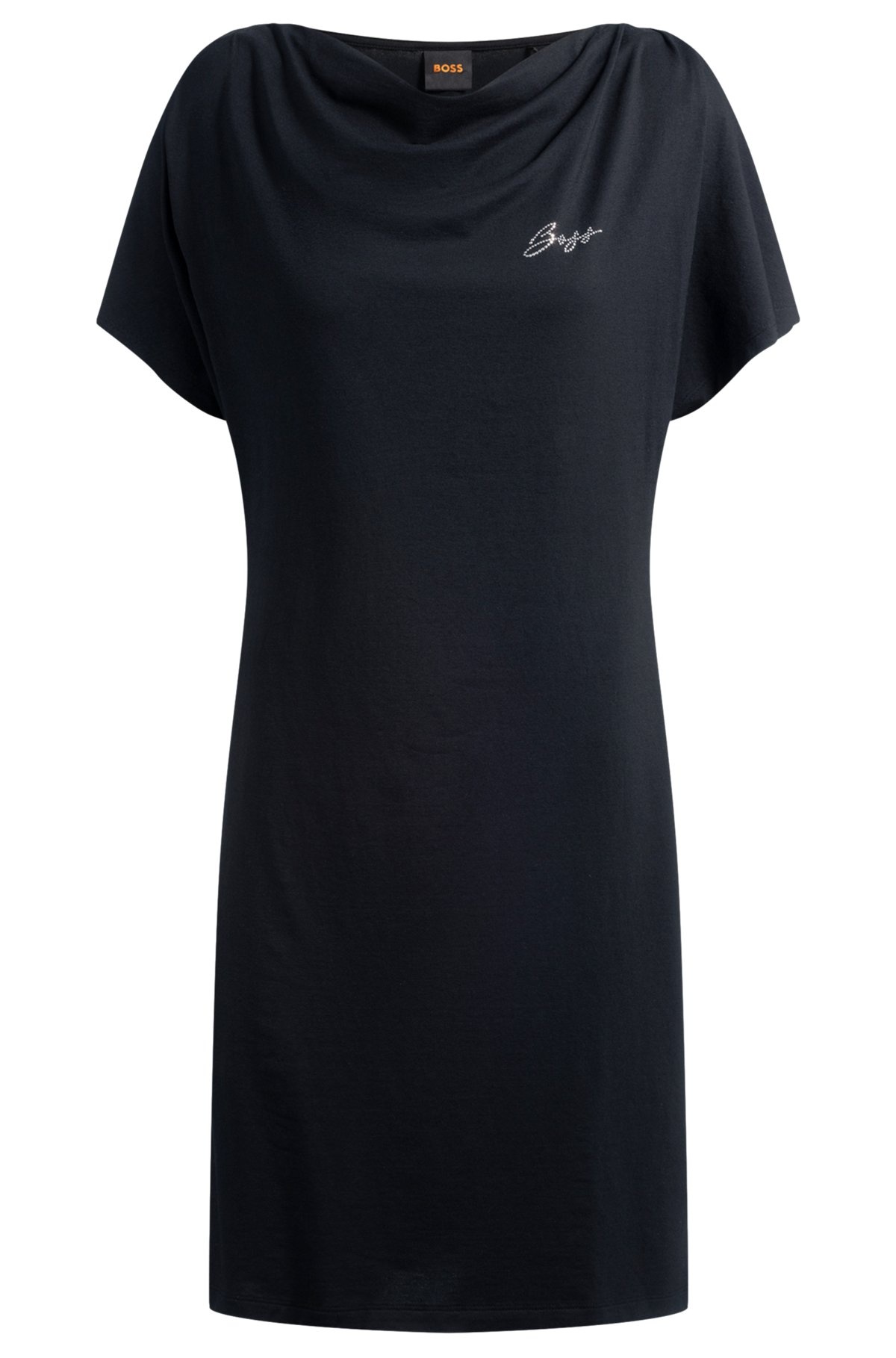 T-SHIRT DRESS WITH CRYSTAL LOGO - 1