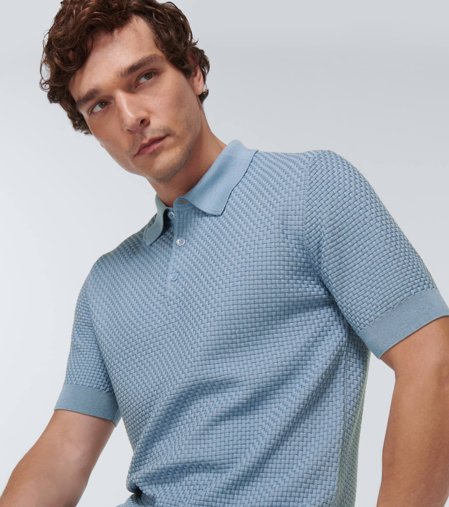 Cotton-blend polo shirt - 5