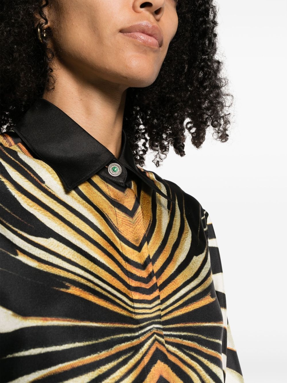 abstract-pattern print silk shirt - 5