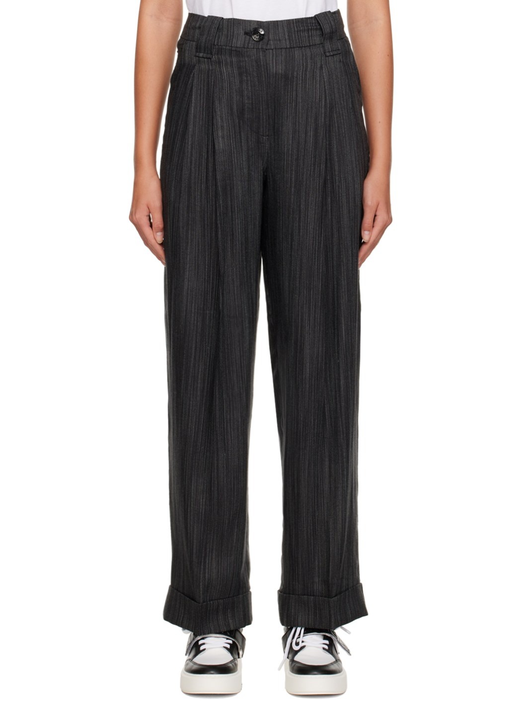 Black Striped Trousers - 1
