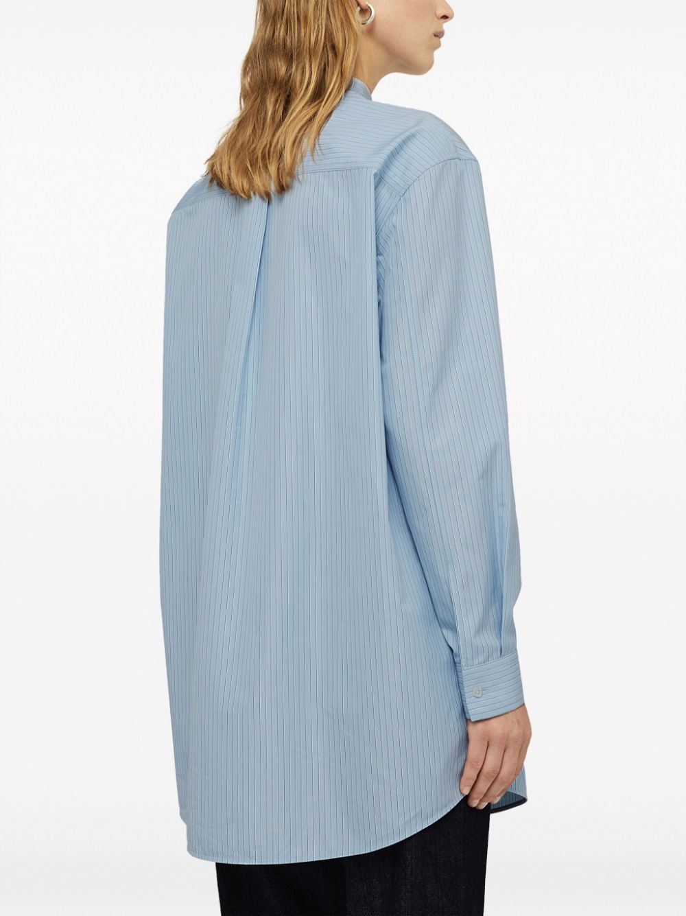 striped logo-patch cotton shirt - 3