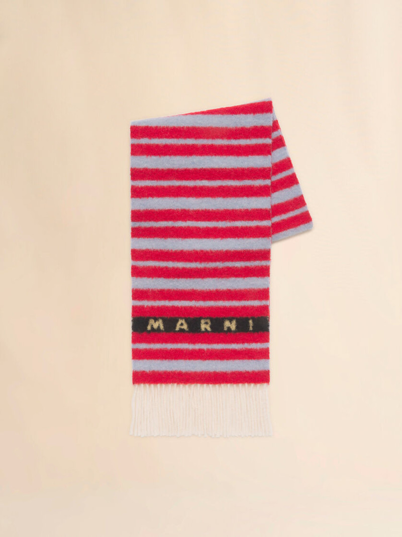 RED ALPACA AND WOOL SCARF WITH STRIPED PATTERN 1