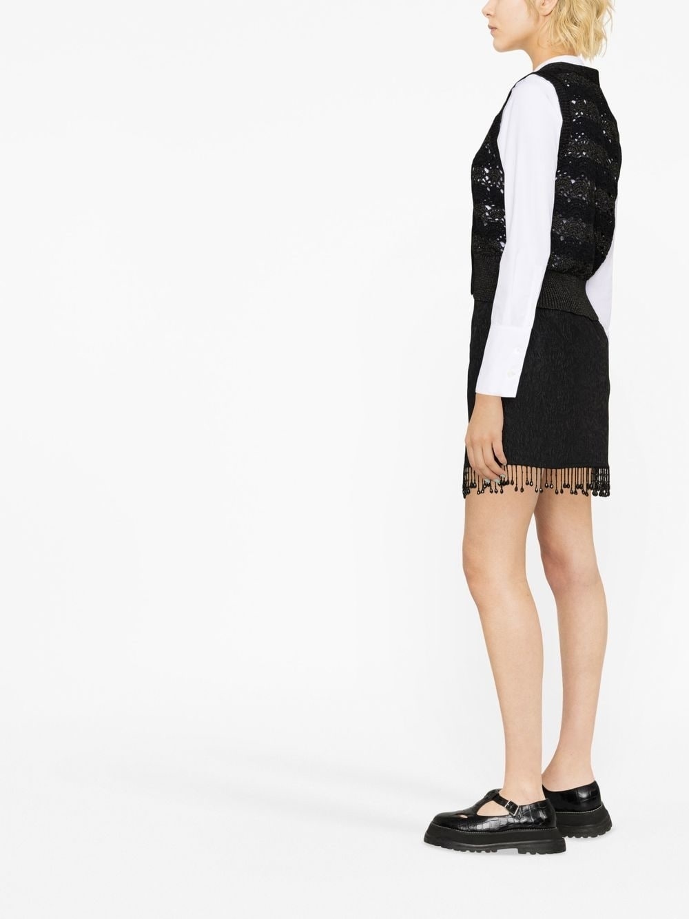 fringed jacquard skirt - 3