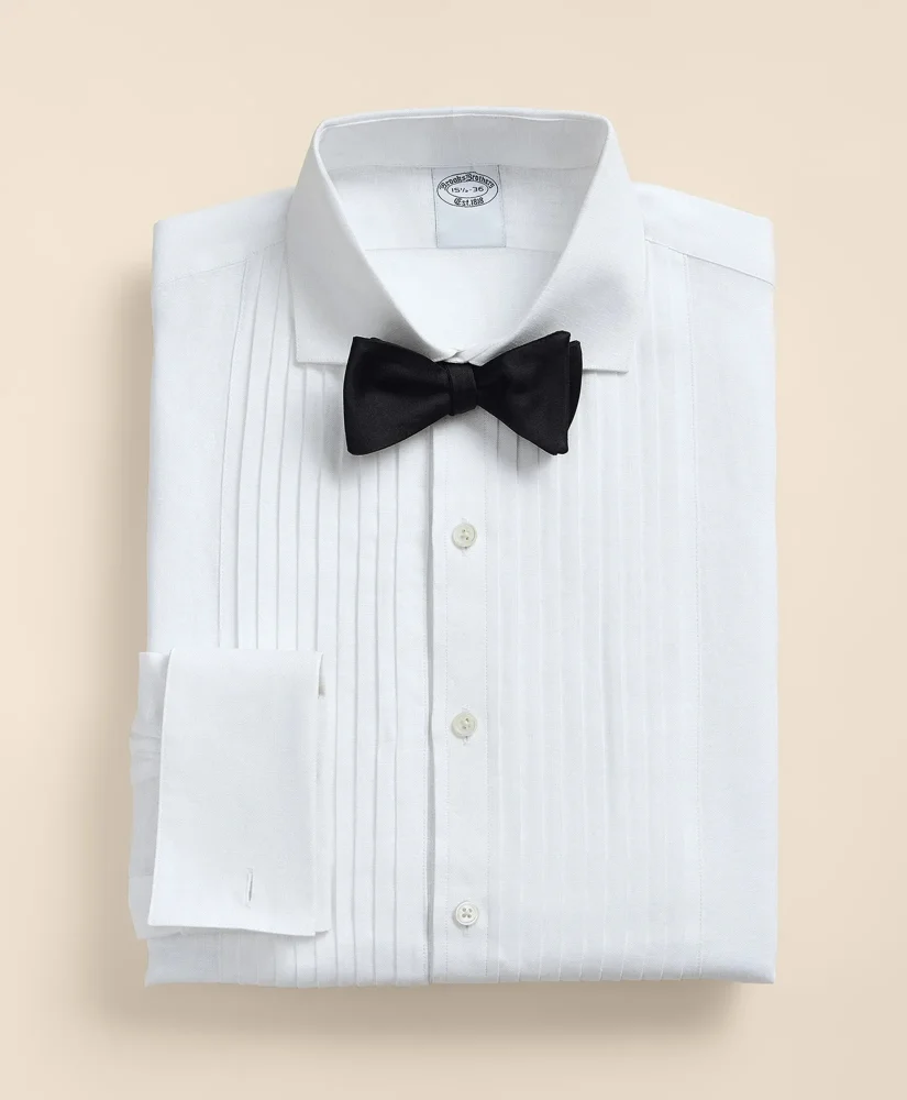 Linen Londoner Collar, Pleated Bib Tuxedo Shirt - 1