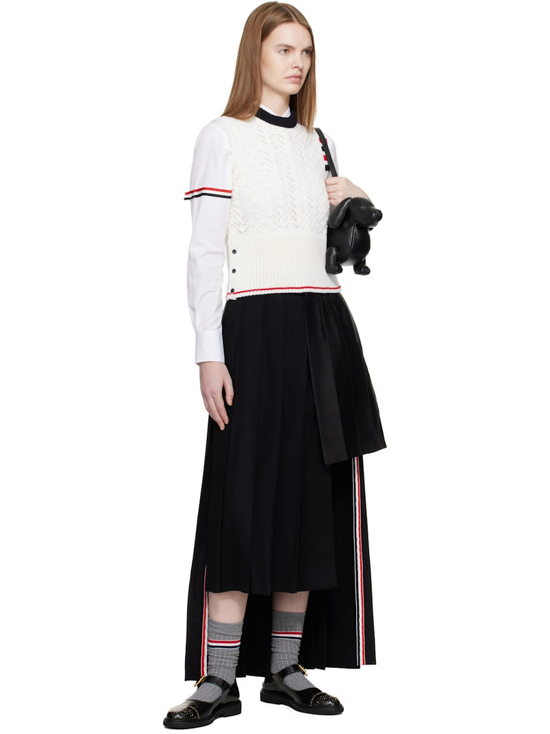 Thom Browne White Cable Pointelle Stitch 4-Bar Sweater Vest outlook