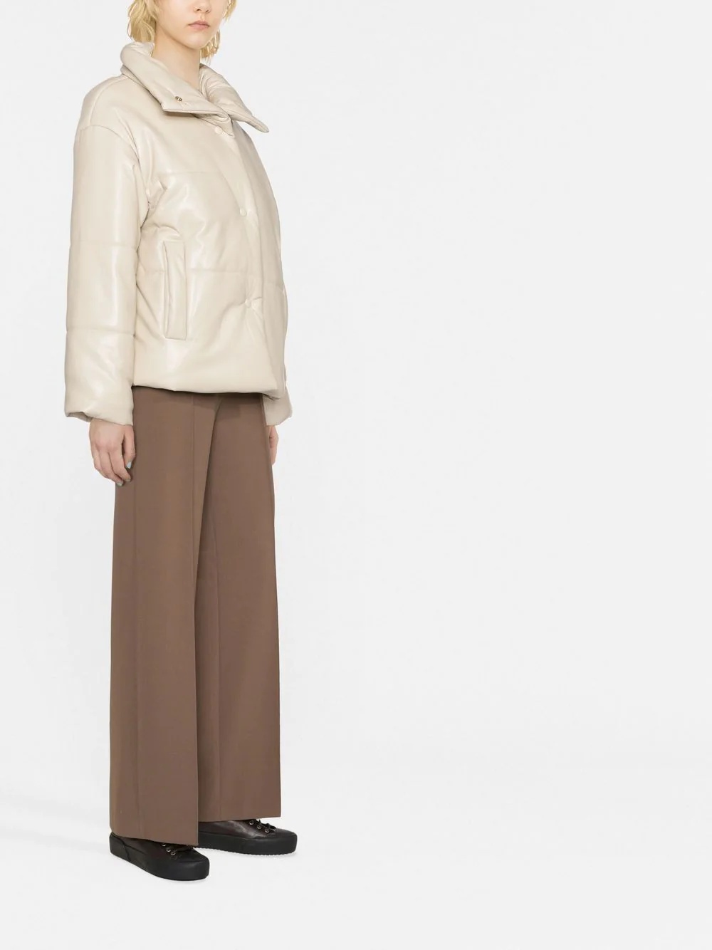 faux-leather puffer jacket - 3