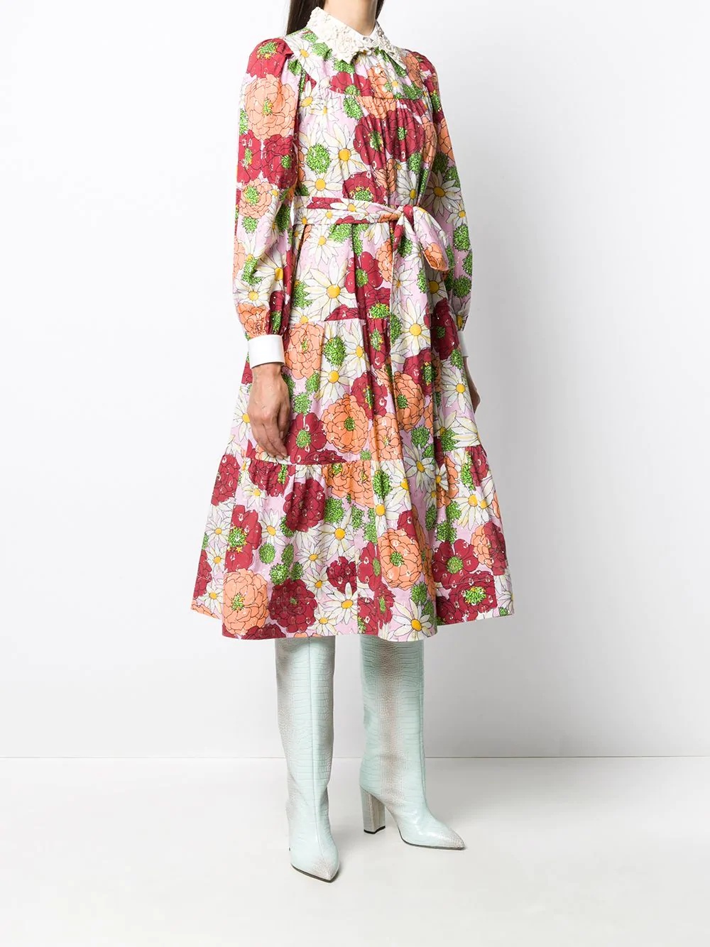 floral print silk dress - 3