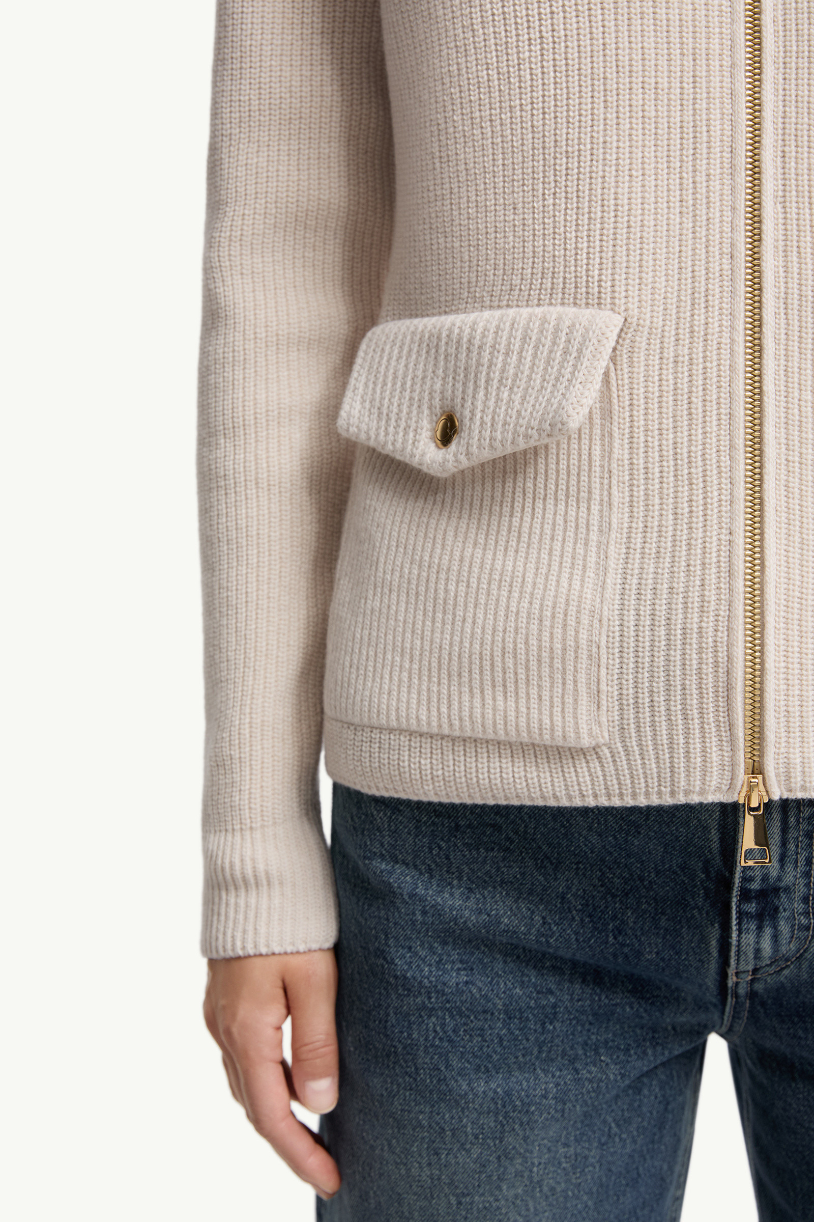 Padded Wool Zip-Up Cardigan - 6