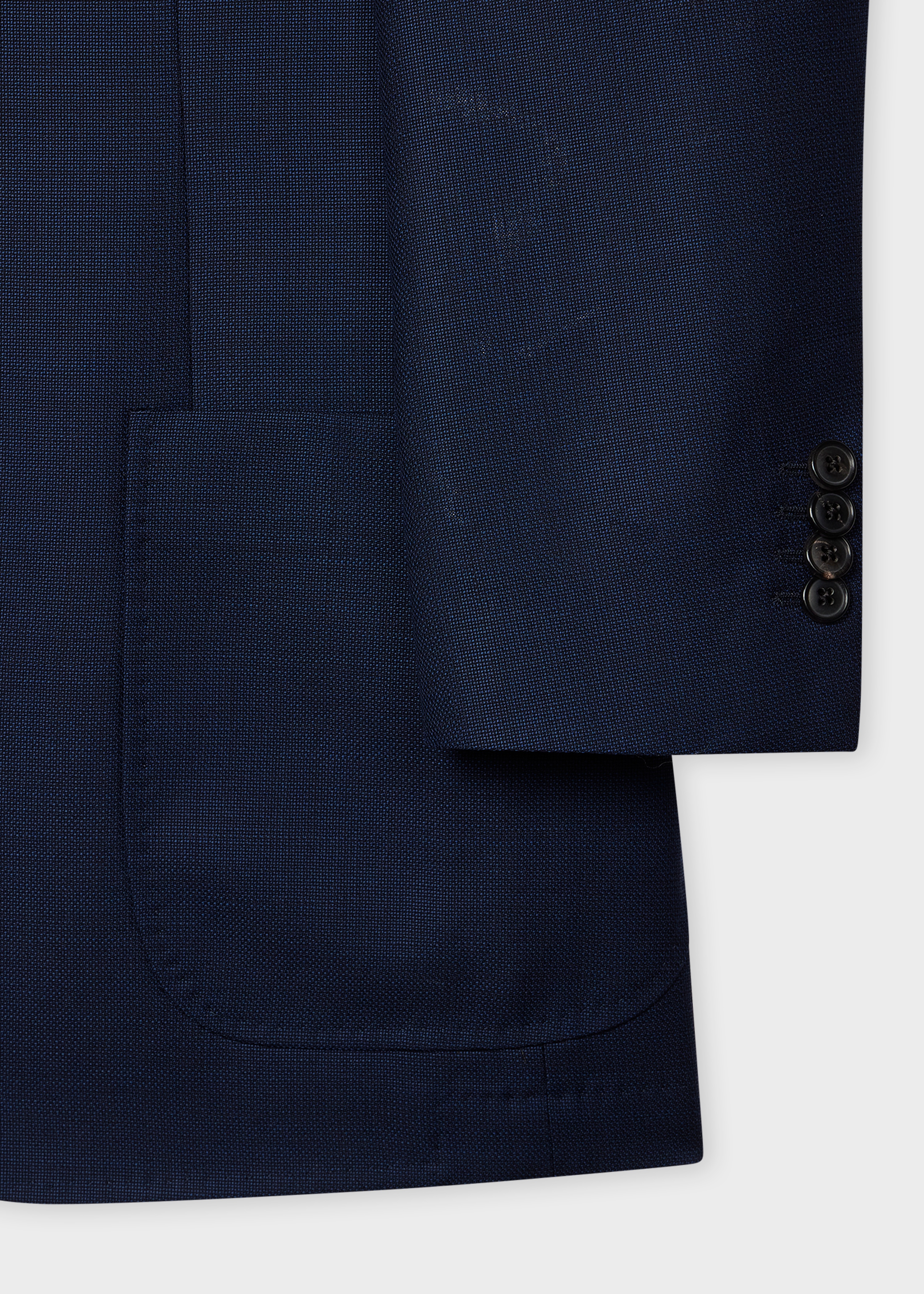 Tailored-Fit Navy Wool Hopsack Buggy-Lined Blazer - 3