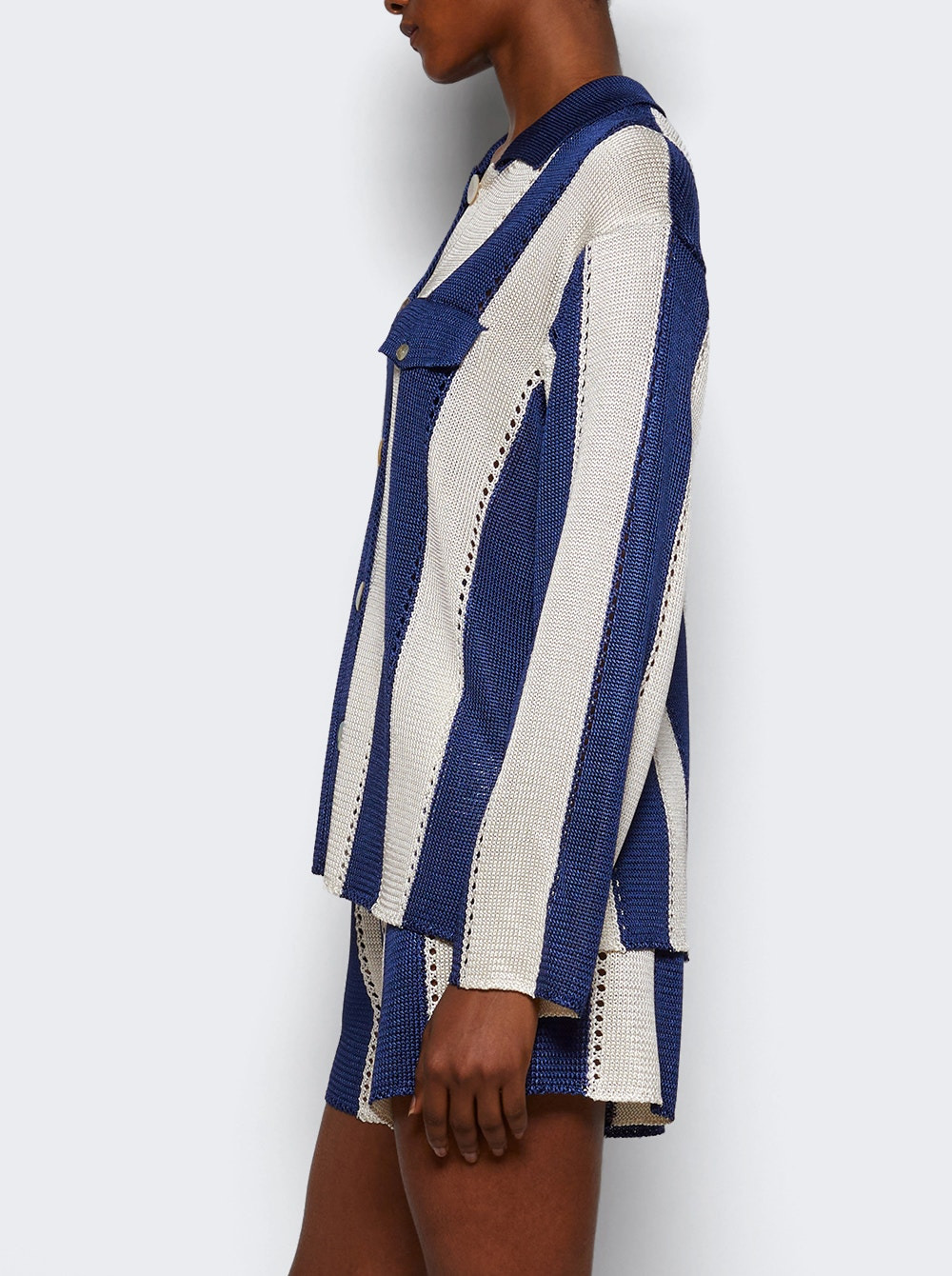 Cabana Stripe Long Sleeve Shirt Navy And Natural - 3
