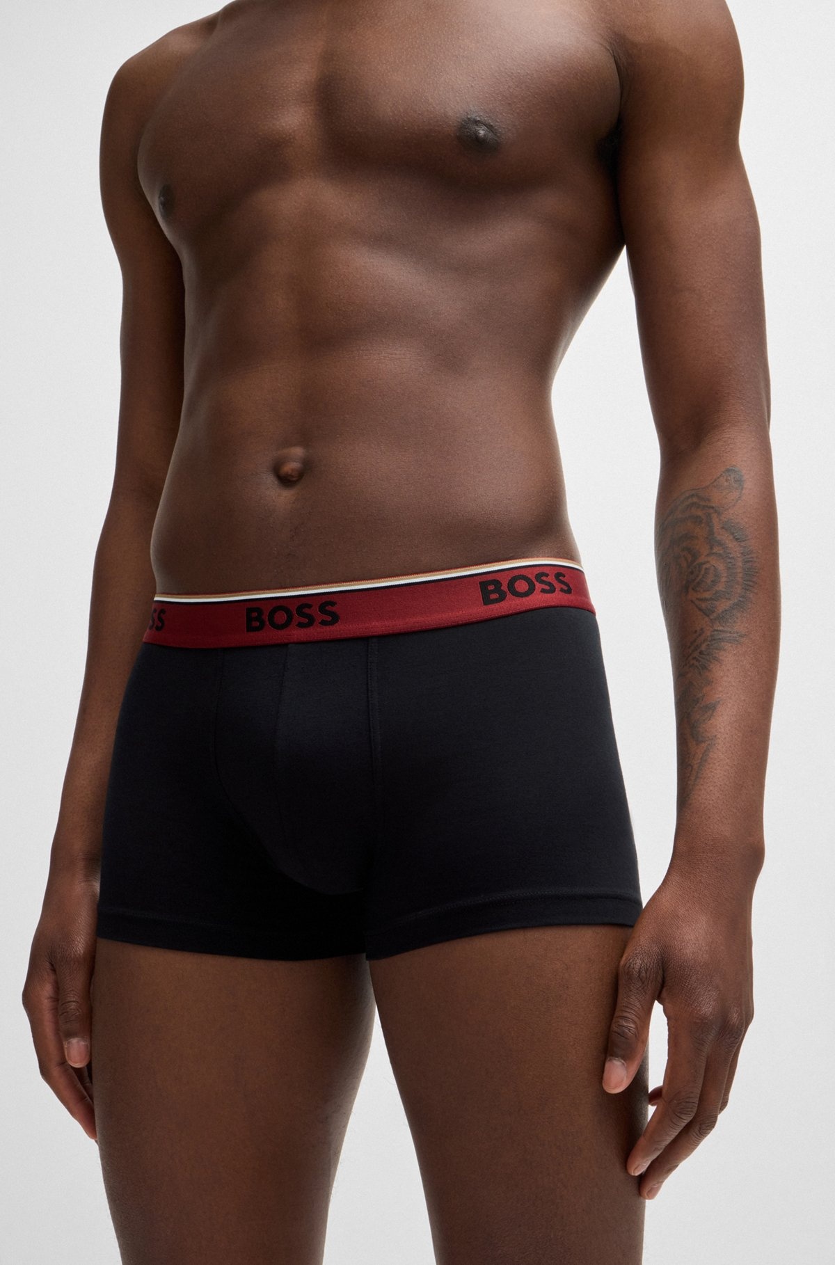 THREE-PACK OF STRETCH-COTTON TRUNKS WITH LOGO WAISTBANDS - 4