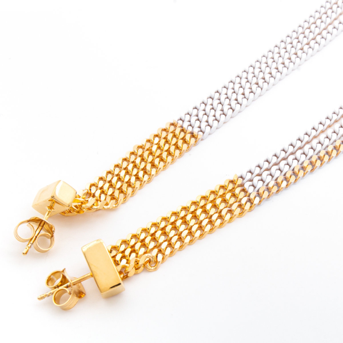 Gold-Tone Fringed Chain Earrings in Gold - 2