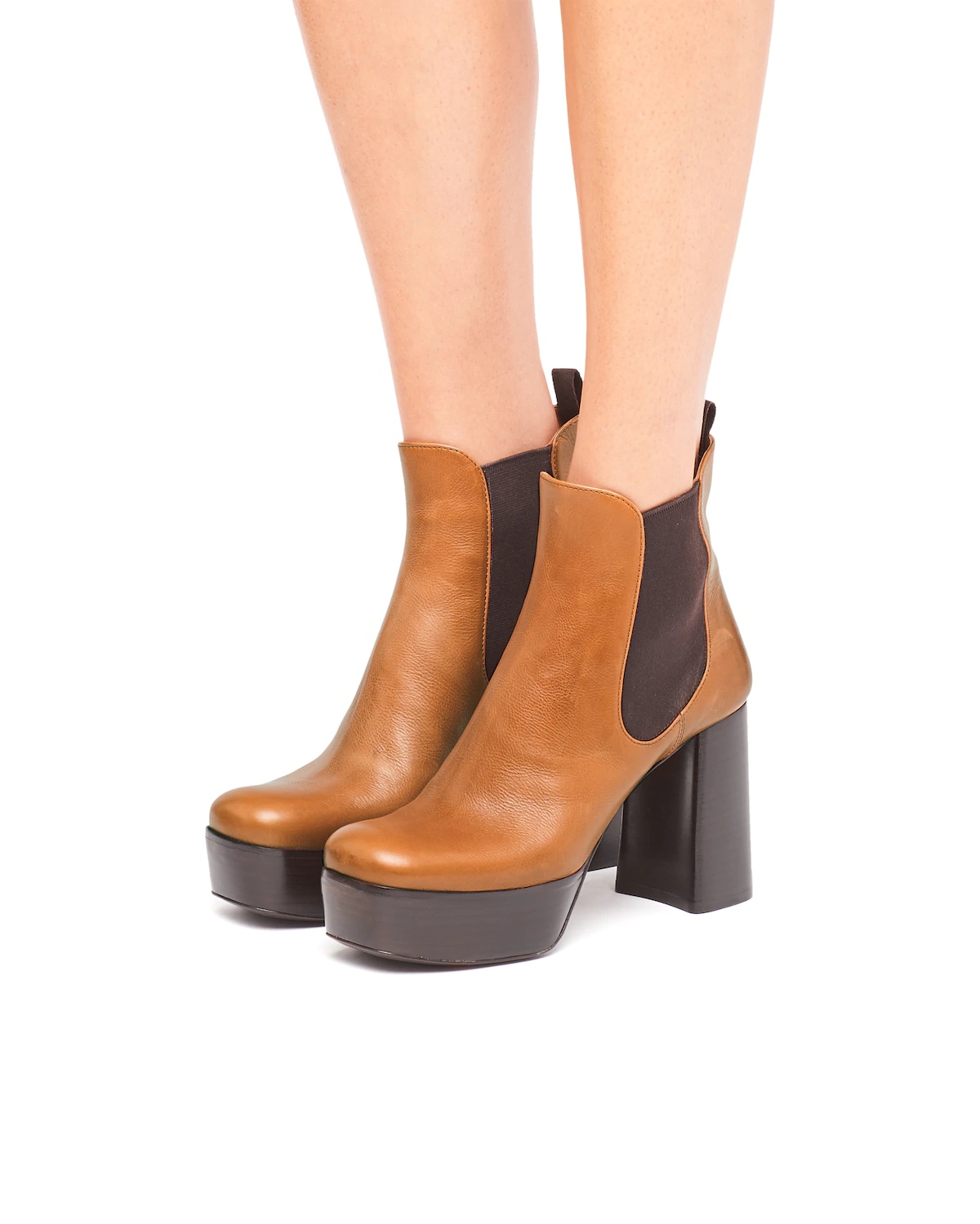 Leather platform booties - 5