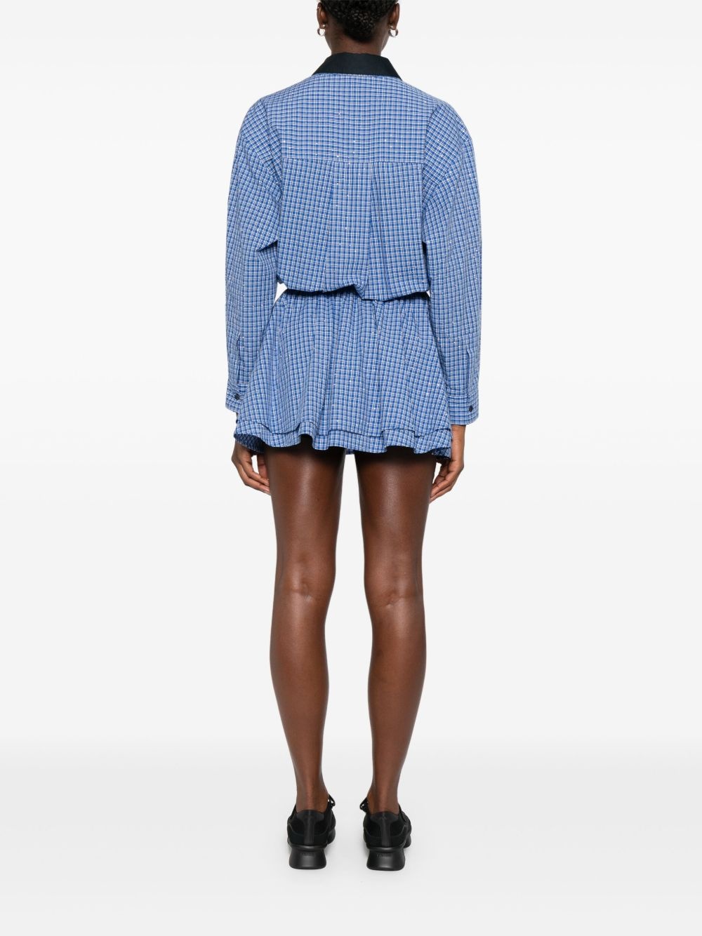 rhinestone-embellished checked mini dress - 4