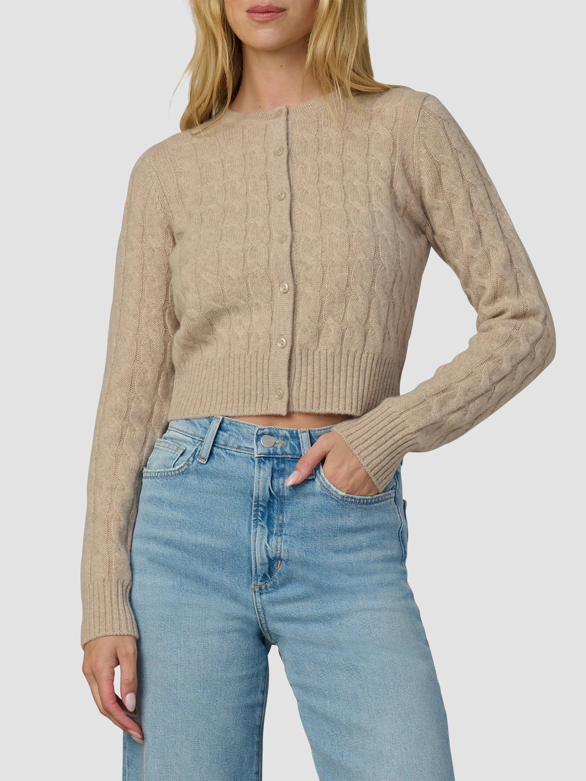 Women's The Cable Dani Cashmere Cardigan - Oatmeal - 1