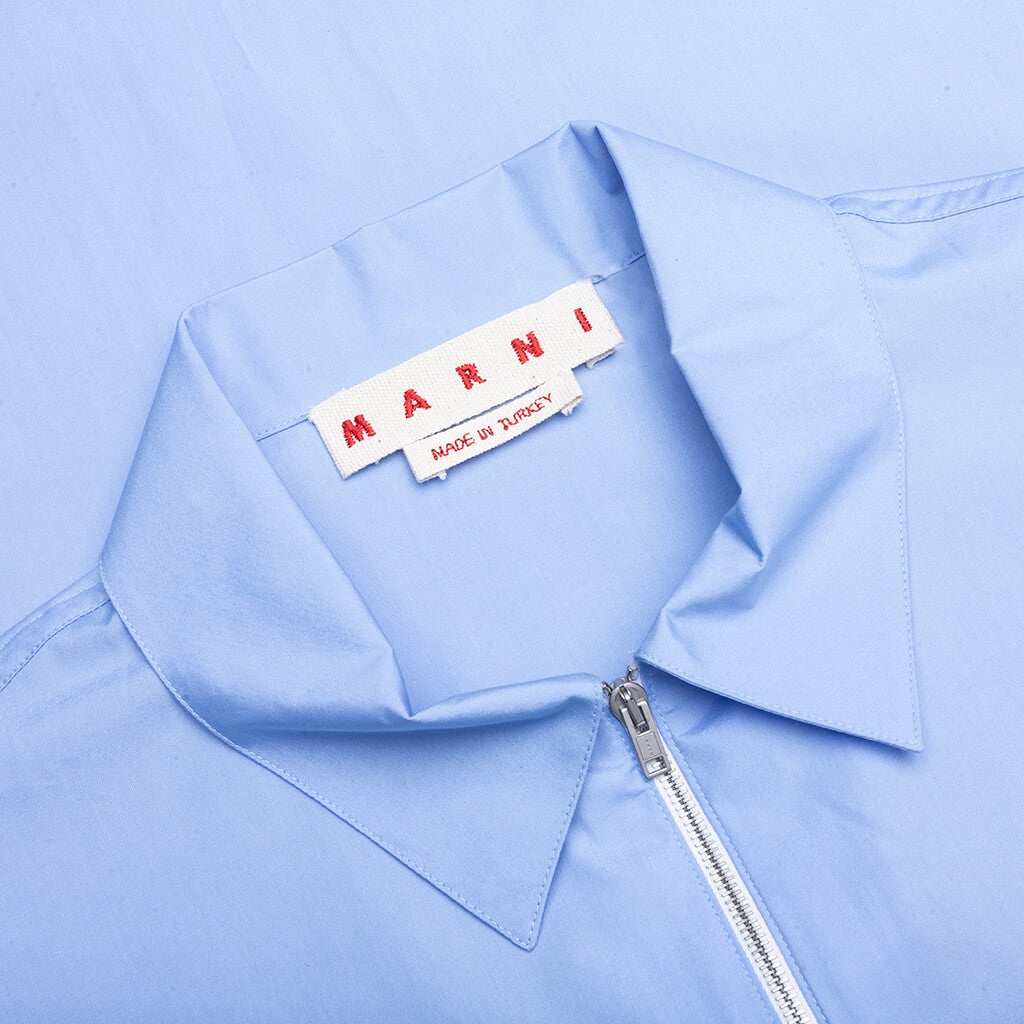 ORGANIC POPLIN ZIP SHIRT WITH HIDDEN LOGO- IRIS/BLUE - 3