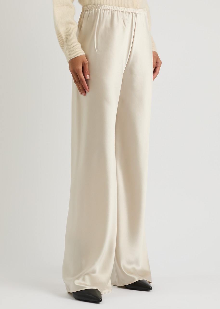 Almada Label Bias-cut Wide-leg Satin Trousers - 2