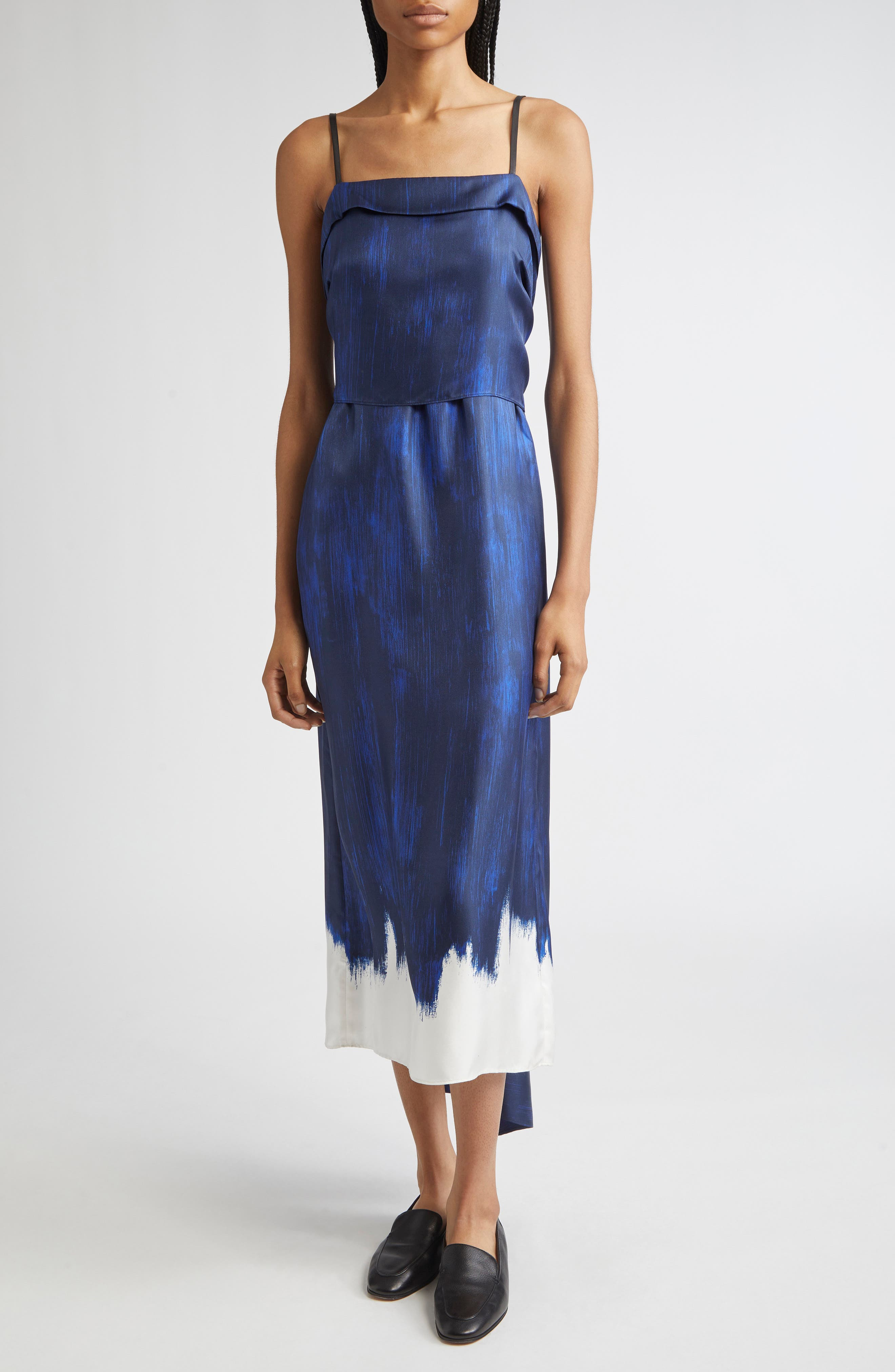 Proenza Schouler Wilma Abstract Print Layered Silk Dress in Cobalt Multi at Nordstrom - 3