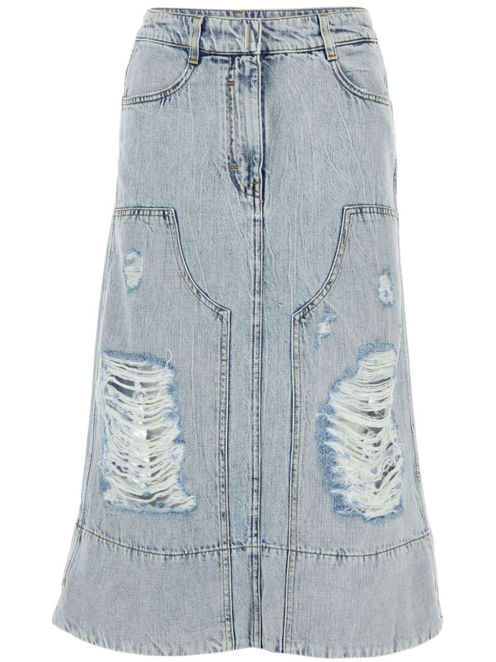 ripped detailing denim skirt - 1