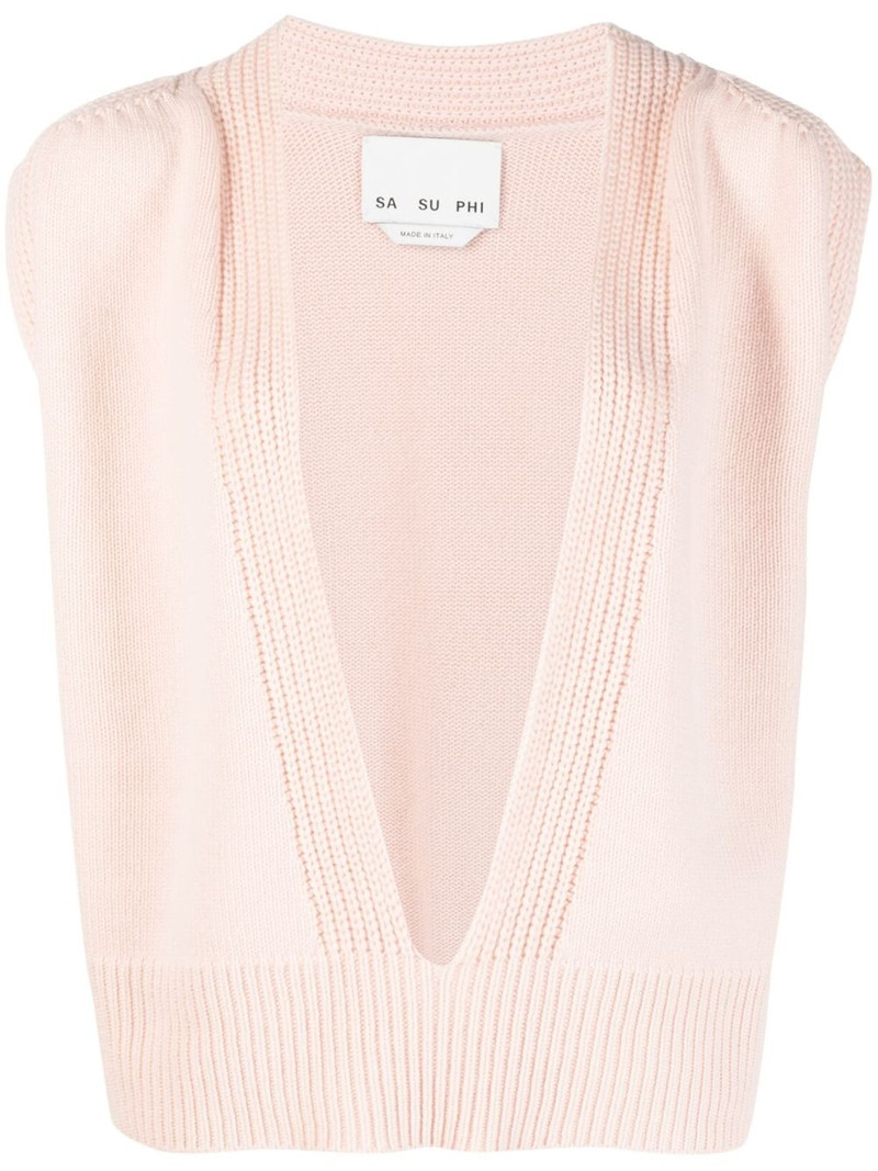 plunging V-neck cashmere top 1
