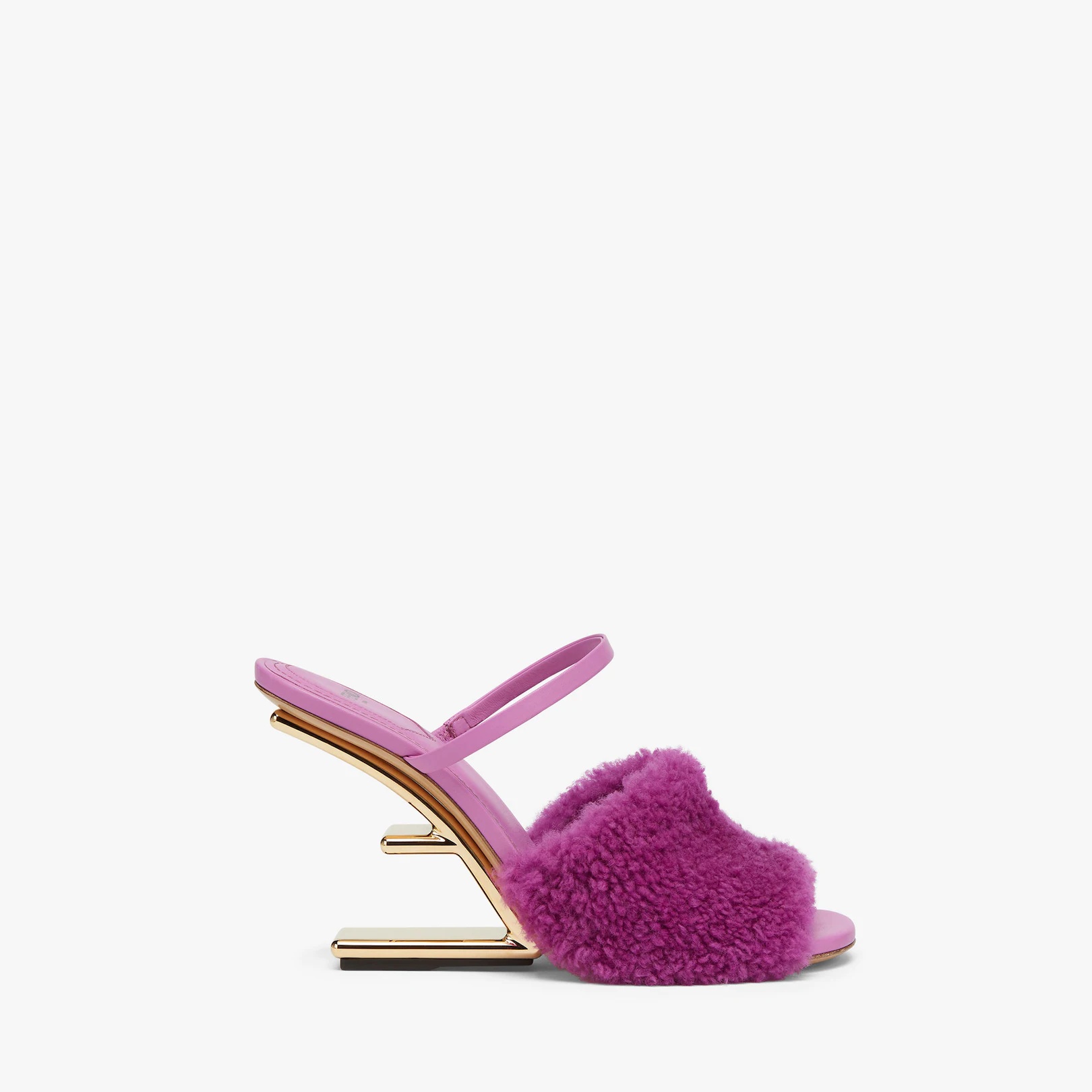 Purple sheepskin high-heeled sandals - 1