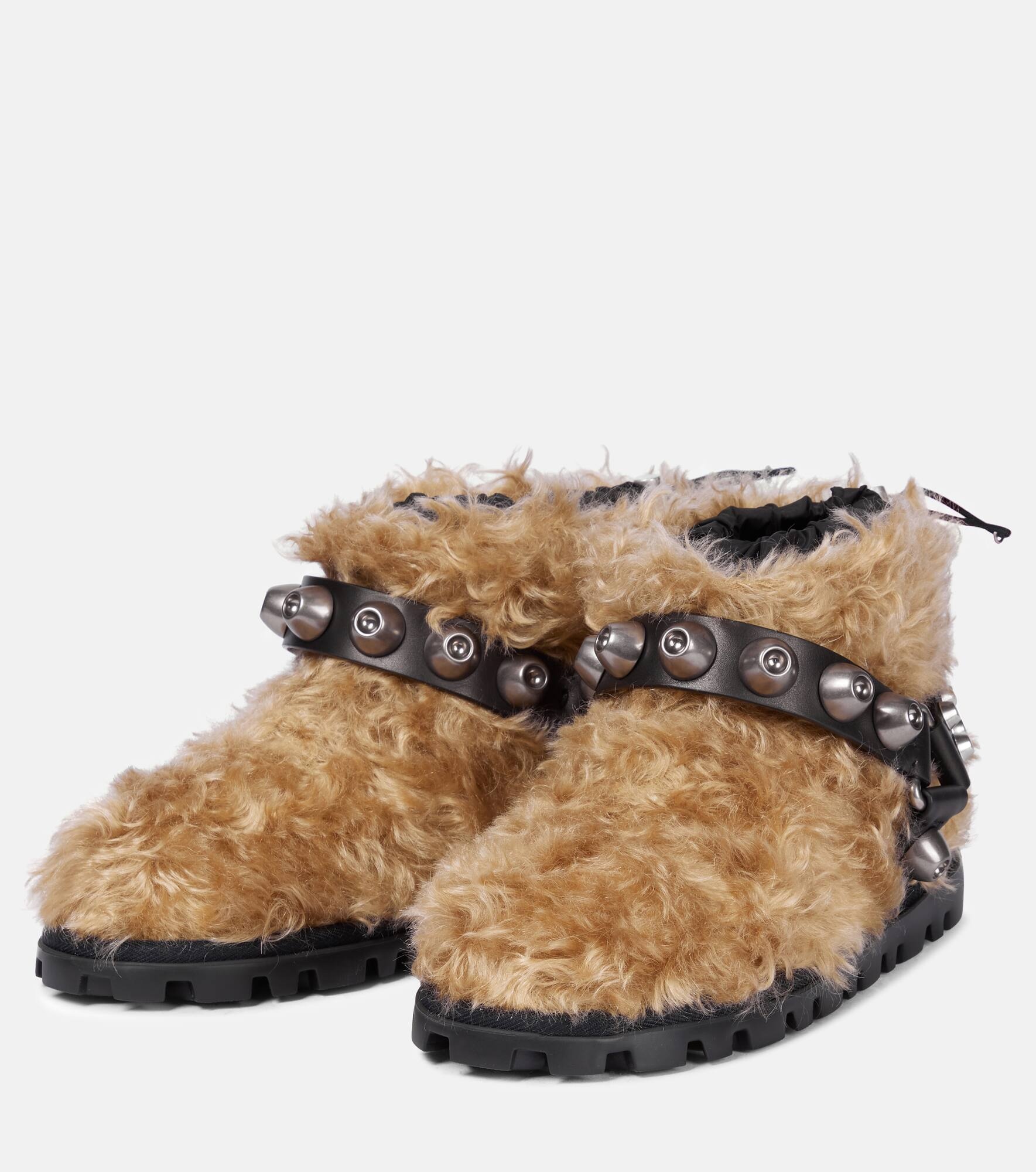 Studded teddy ankle boots - 5