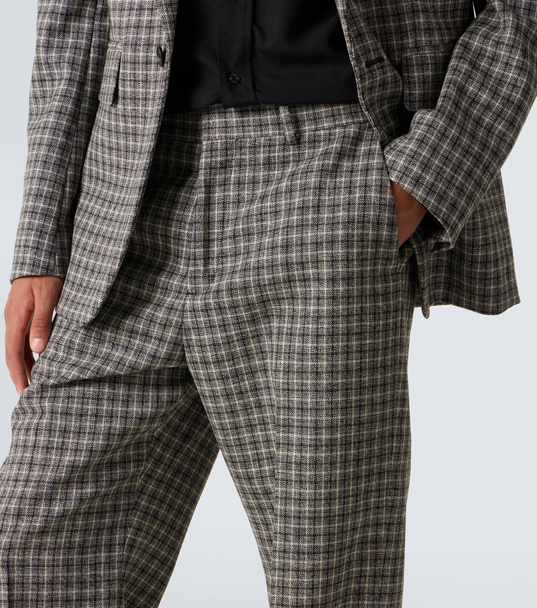 Checked wool straight pants - 5