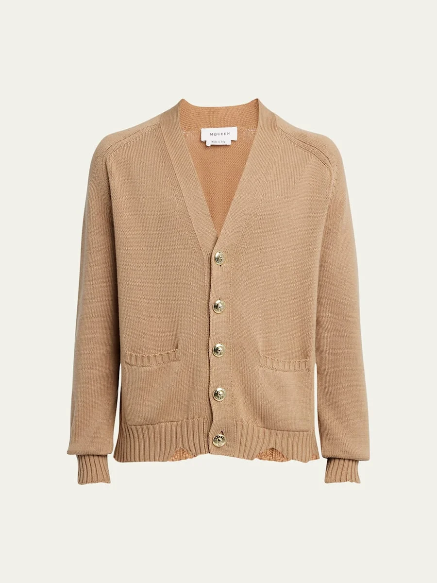 Men's Distressed Skull Cardigan - 1