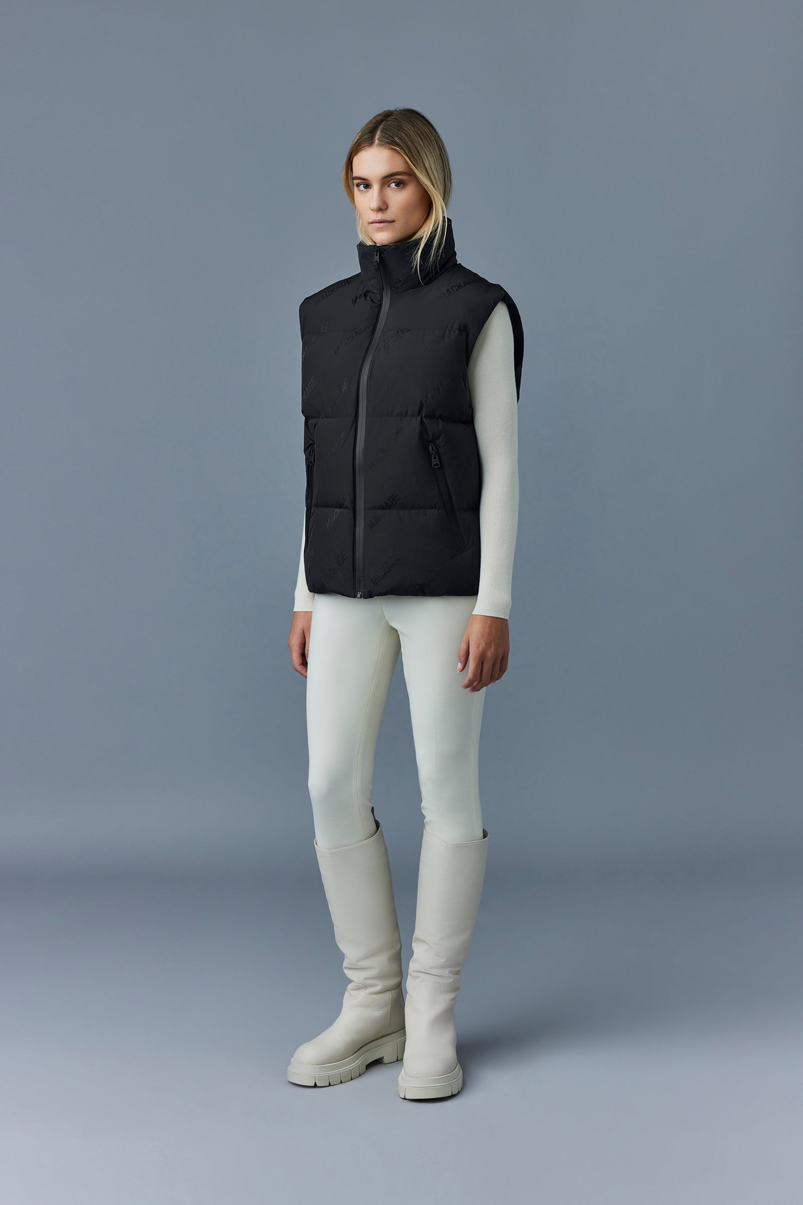LARRY-CITYMG Jacquard logo pattern down vest - 3