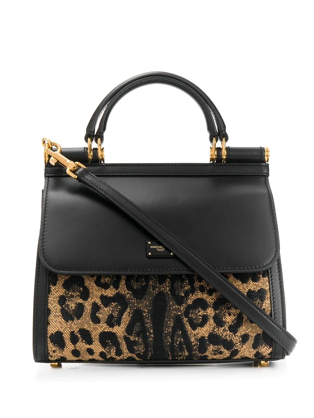 leopard Sicily top-handle bag - 1