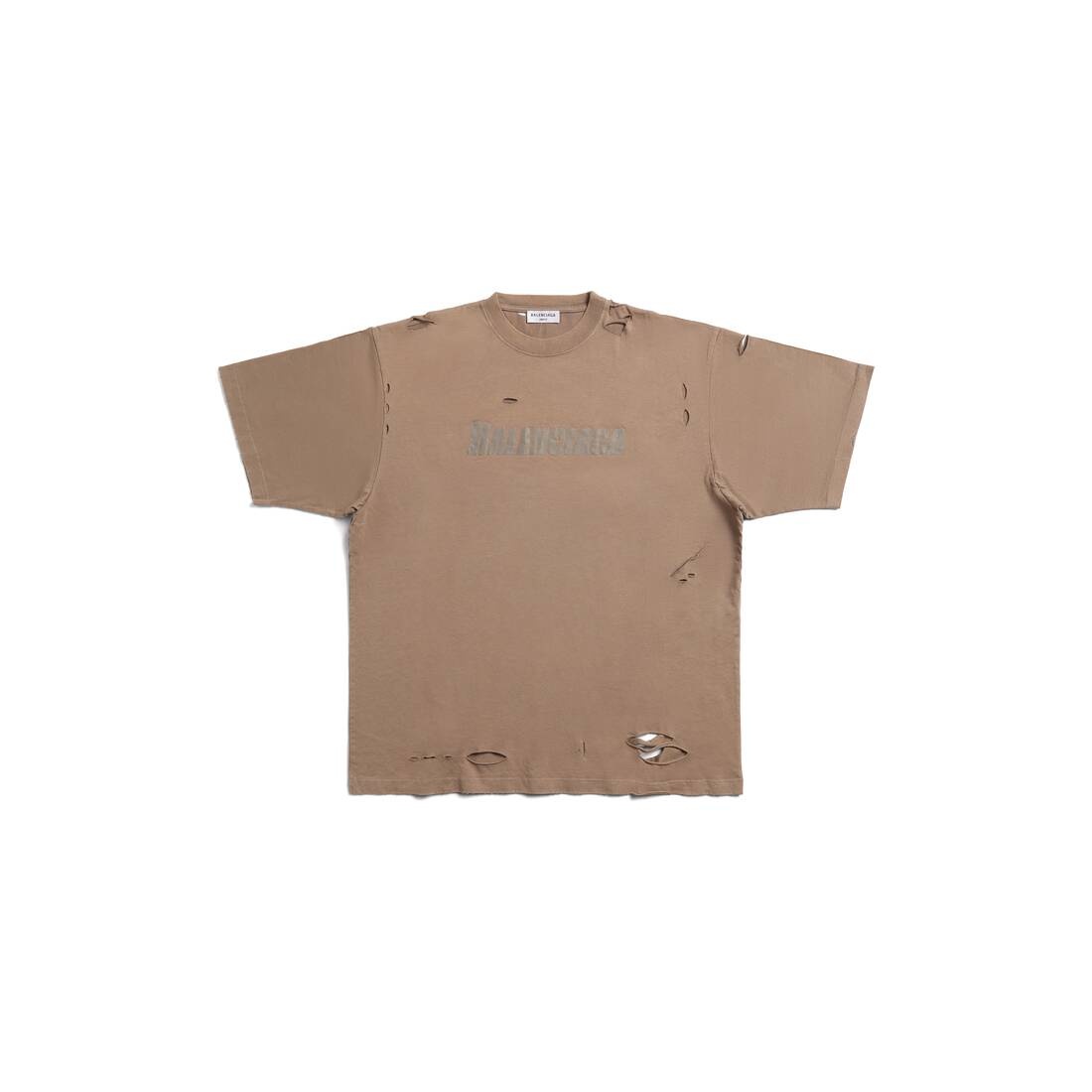 BALENCIAGA Women's Destroyed T-shirt Boxy Fit in Beige