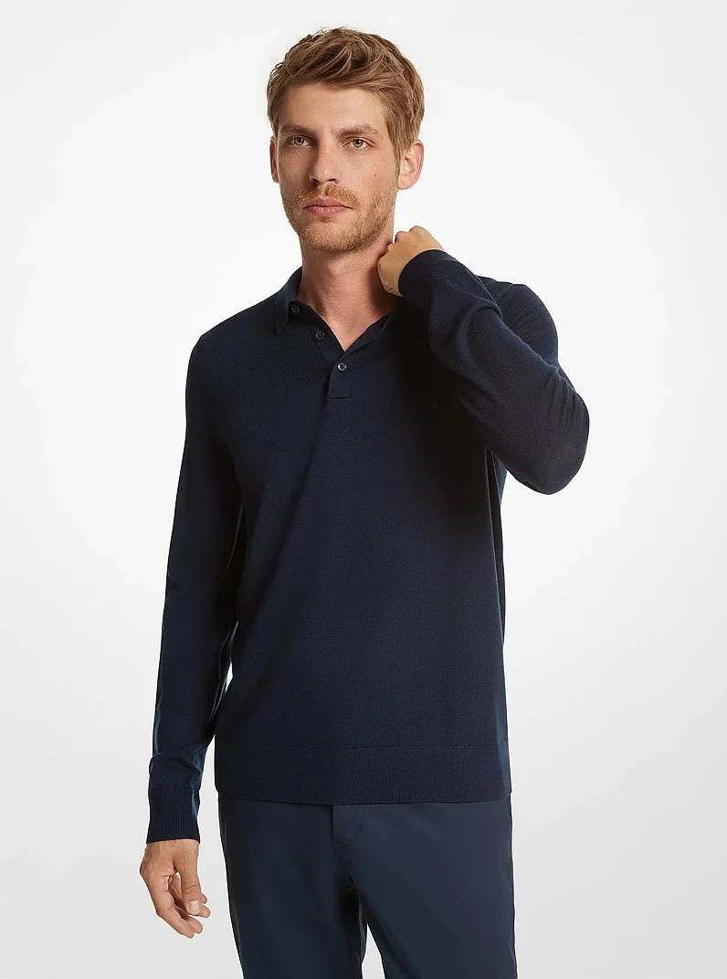 Merino Wool Polo Sweater - 1