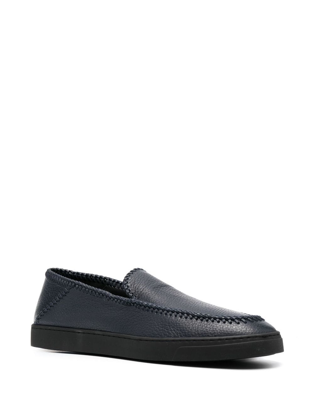 whipstitch-detail leather loafers - 2