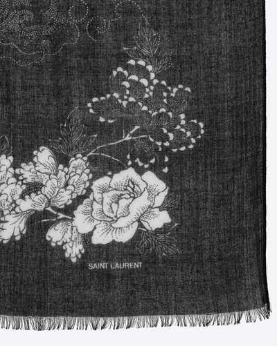 SAINT LAURENT floral and cloud-print scarf in wool outlook