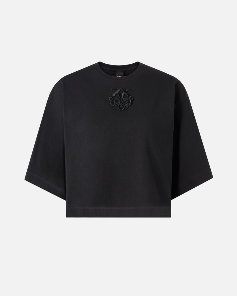 CROPPED T-SHIRT WITH LOVE BIRDS EMBROIDERY 1
