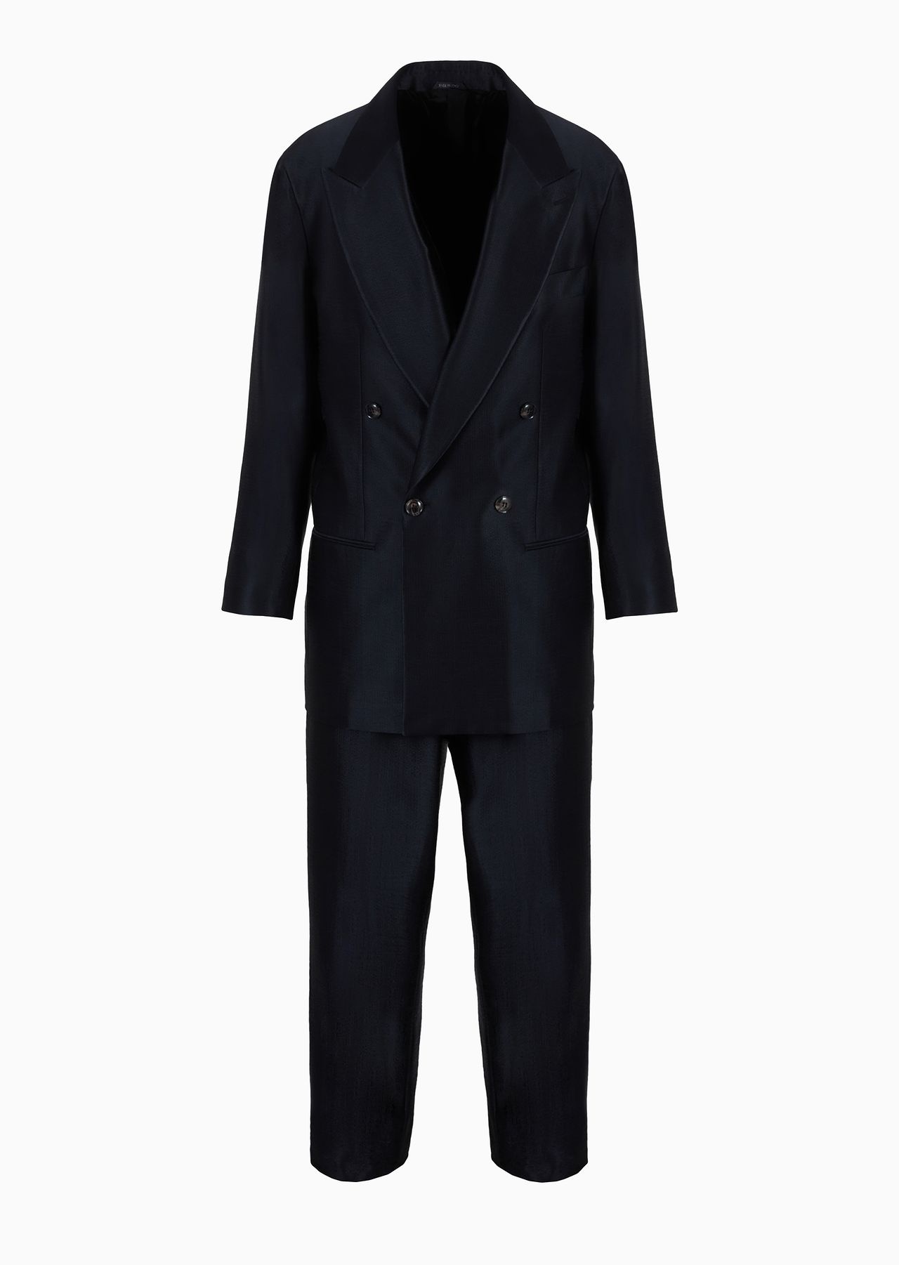 Double-breasted suit in wool and silk satin - 1