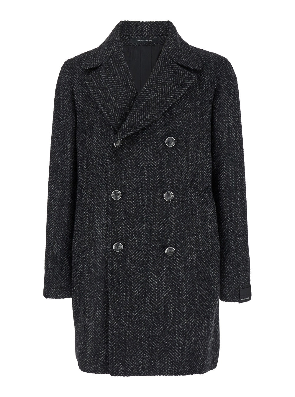 TAGLIATORE - Tagliatore Men 'Peacot' Grey Short Double-Breasted Coat In Wool Blend Man - 1