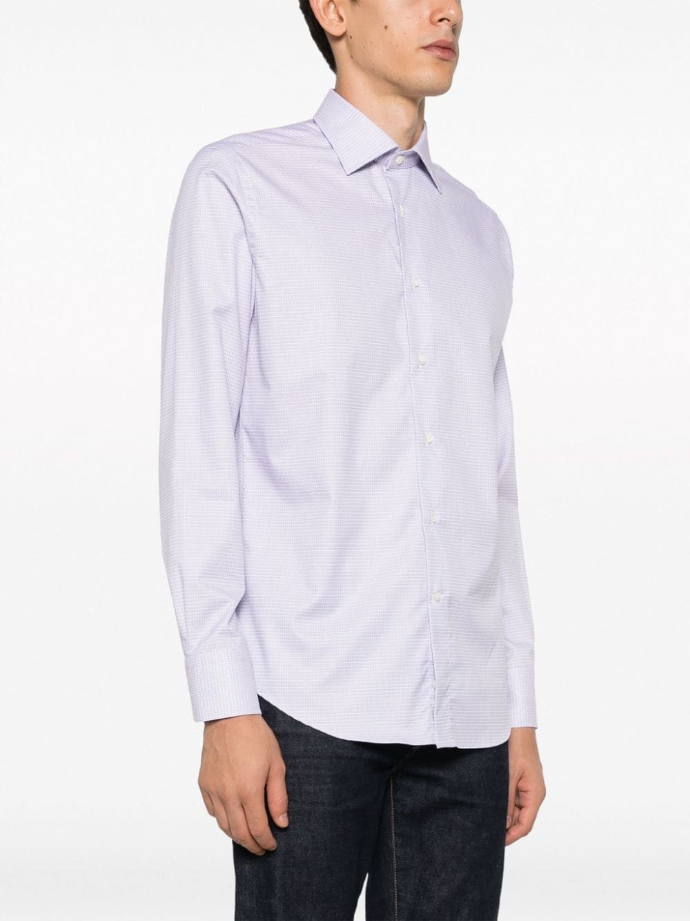 spread-collar cotton shirt - 3