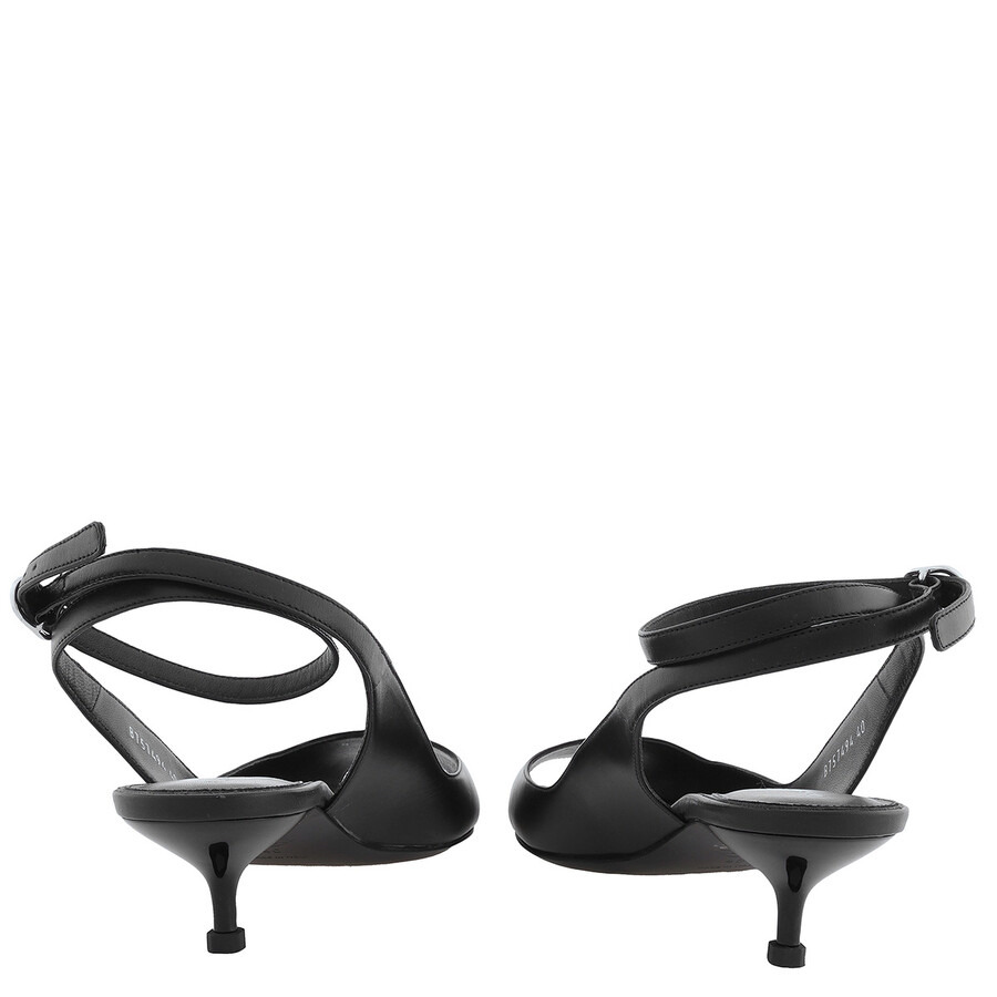 Alexander McQueen Black Leather Punk Ankle Strap Sandals - 4