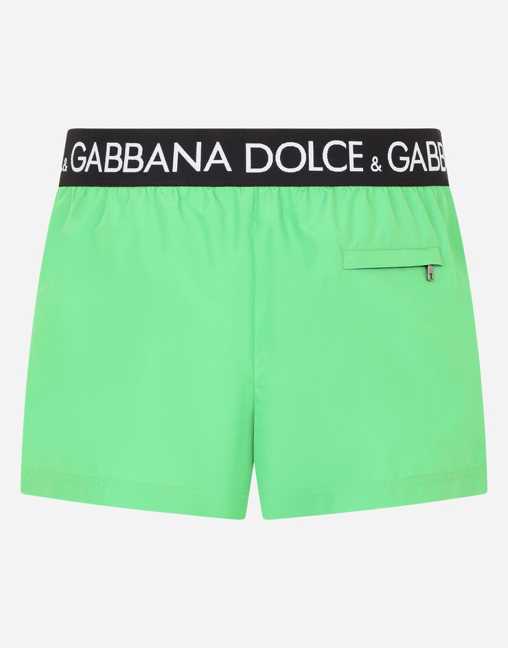 Short swim trunks with branded stretch waistband - 1