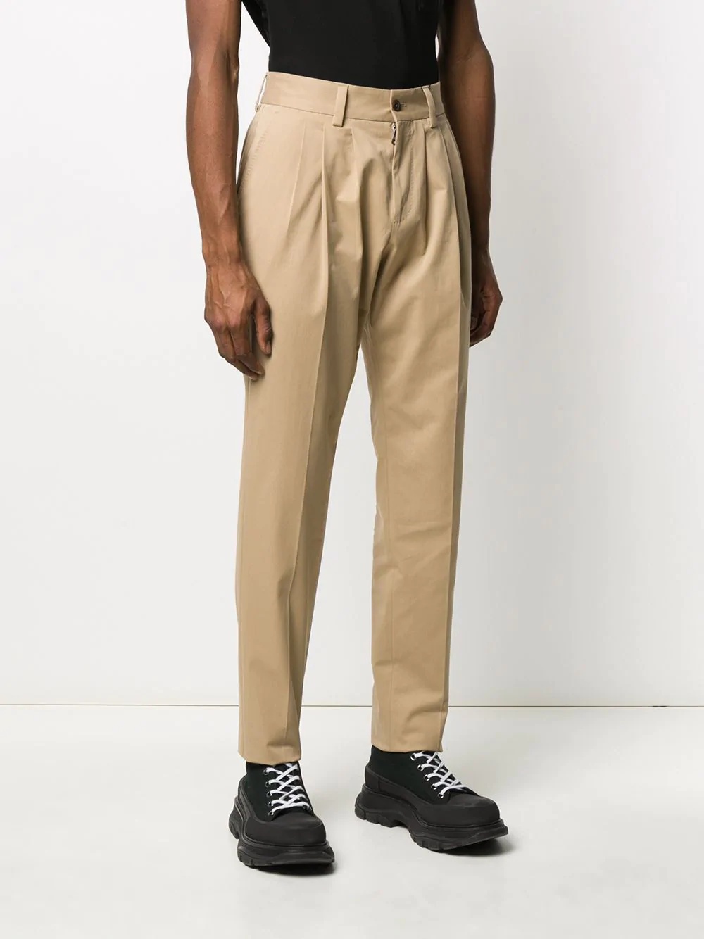 pleated stretch-cotton trousers - 3