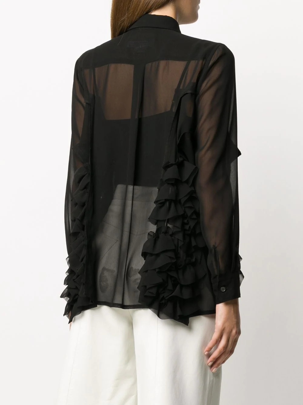 sheer ruffle-trimmedcla shirt - 4