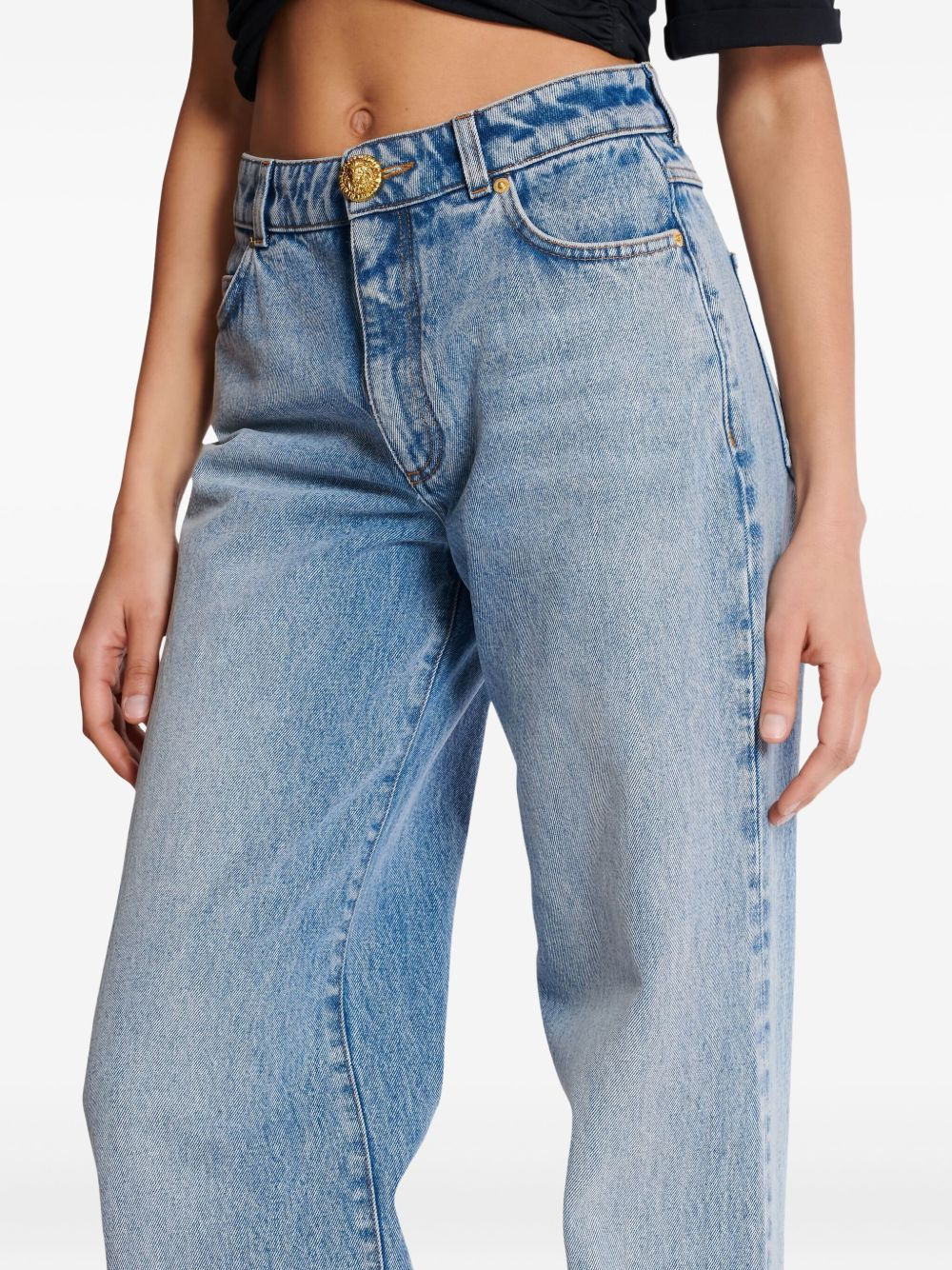 faded-wash jeans - 5