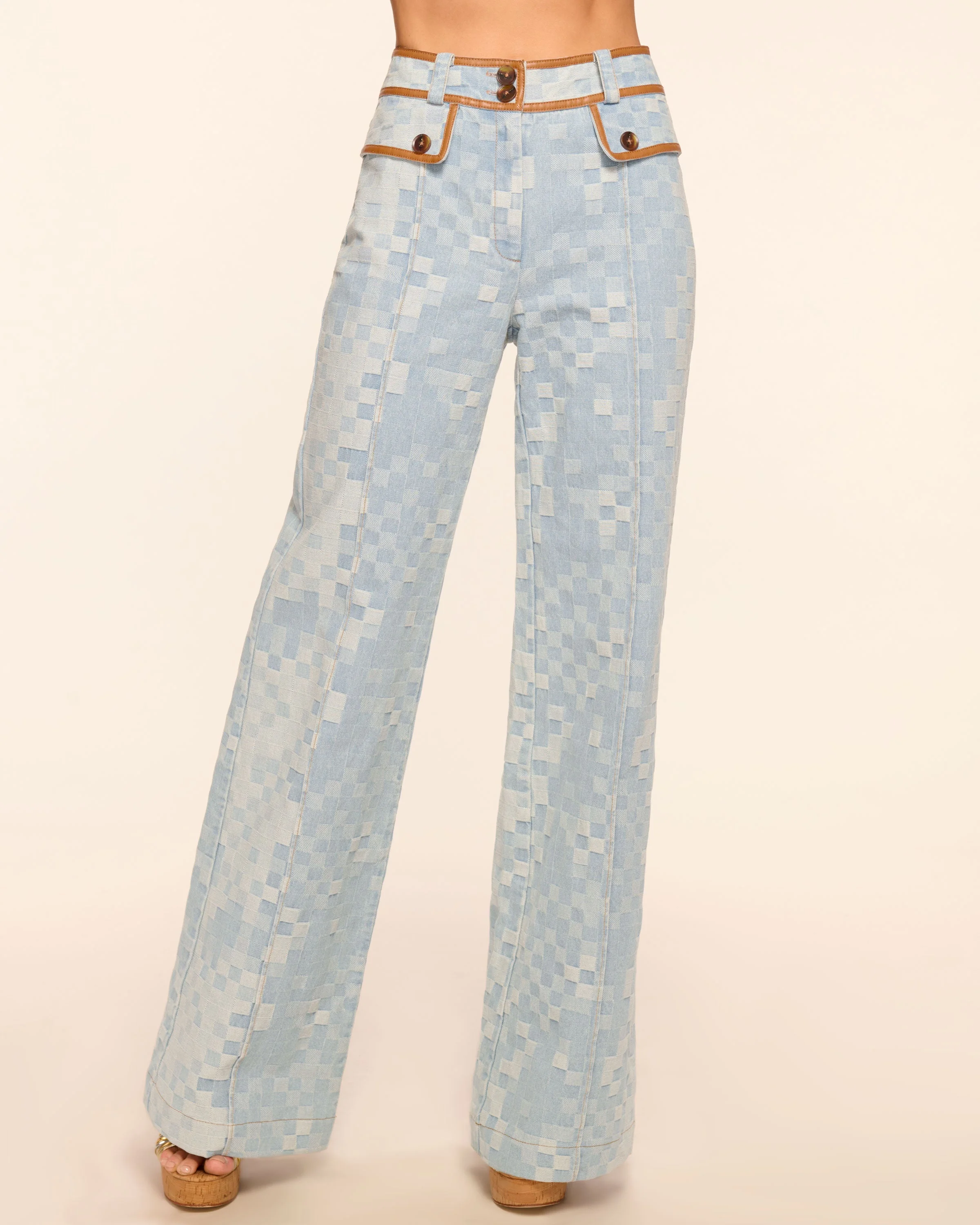 Paula High Waisted Checkered Jean - 1