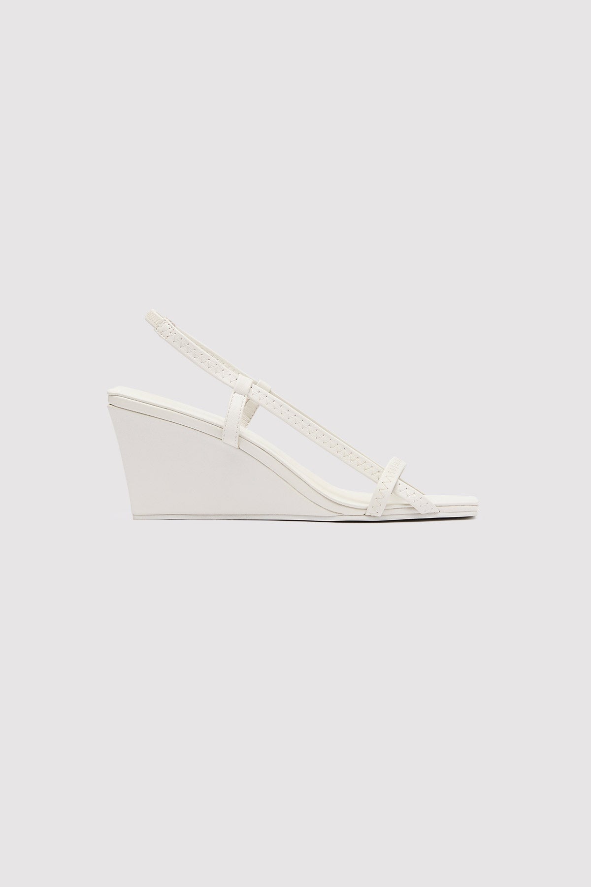 Fine Strap Sling Back Wedge - Cool White - 3