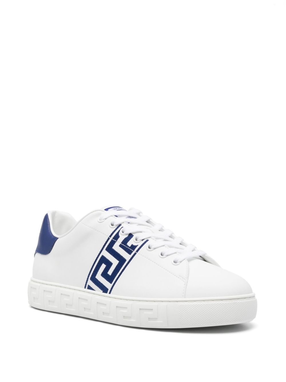 Greca-embroidery leather sneakers - 2