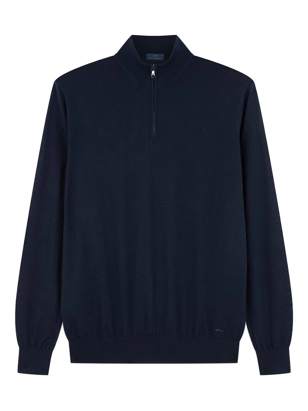 half-zip shark embroidery sweater - 1