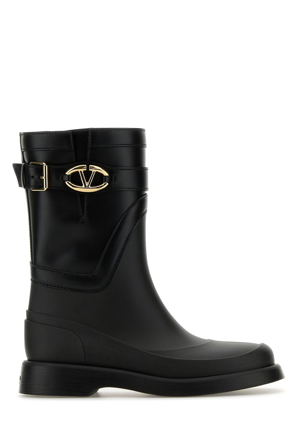 Black rubber and leather boots - 1