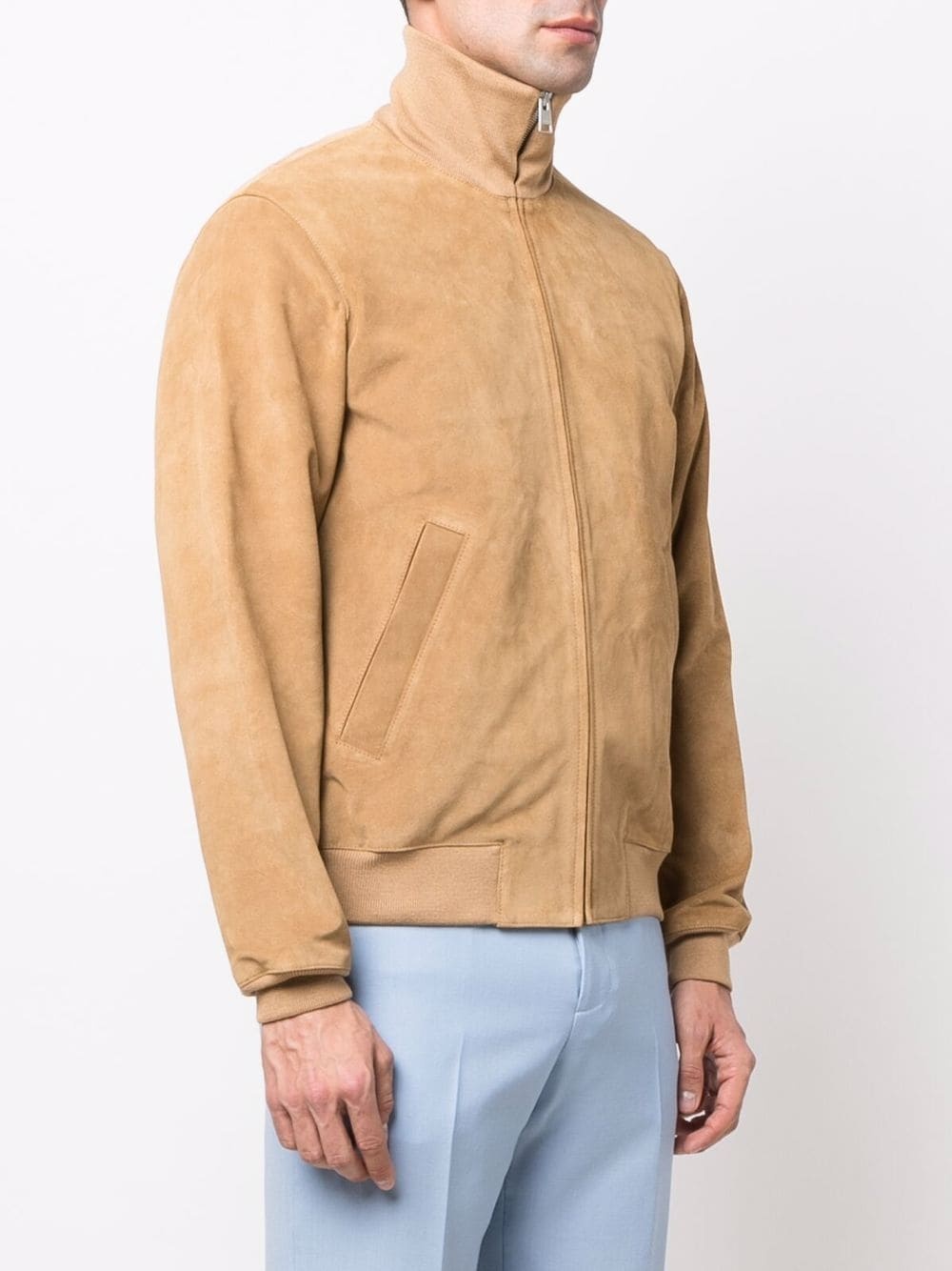 zip-up suede bomber jacket - 3