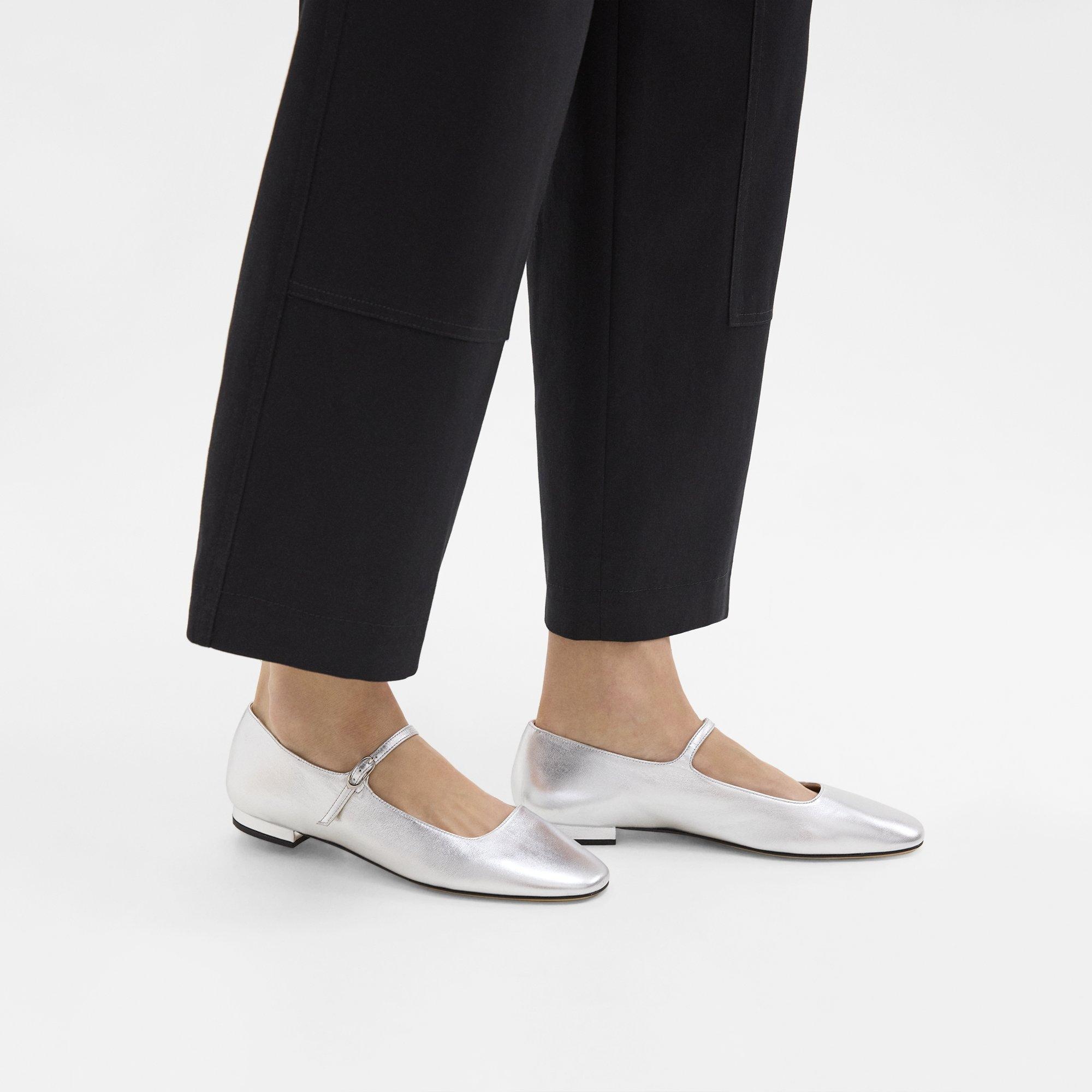 Mary Jane Ballerina Flat in Metallic Leather - 2